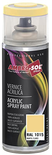 AMBRO-SOL - Pintura acrílica en spray, color Marfil Claro, RAL 1015, resultado profesional en múltiples superficies, exteriores e interiores, 400 ml