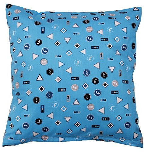 Hans-Textil-Shop Kinderkopfkissen Bezug - Baumwolle, Babykissen, Kuschelkissen Kinder, Kissen, Kissenhülle, Kopfkissenbezug, Kinderzimmer (Verkehrszeichen Türkis, 40x40 cm)