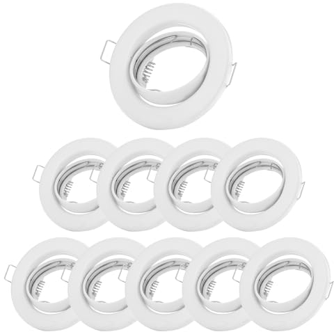 Sweet Led Einbaustrahler GU10 10er Set – Schwenkbare Deckenspots 230V Ø68mm – Einbaurahmen Weiß matt inkl. GU10 Fassung – geeignet für LED und Halogen