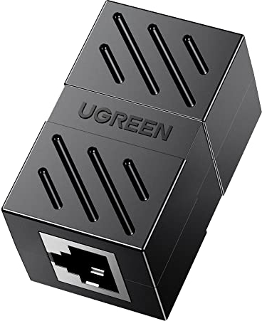 UGREEN Adaptador RJ45 Hembra a Hembra, Conector RJ45 Hembra Hembra RJ45 Acoplador para Gigabit Ethernet 1000Mbps Cable de Red Cat 7 Cat 6 Cat 5, 1 Unidad (Negro)