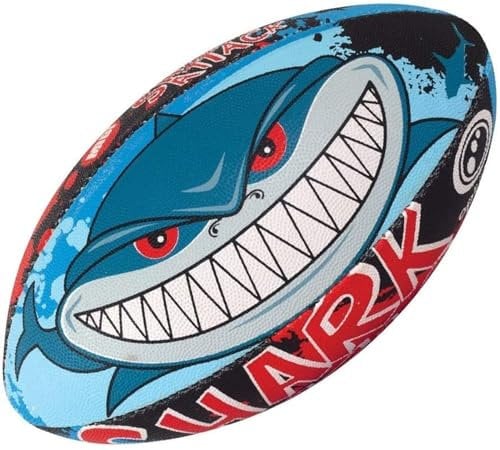 Optimum Unisex-Adult Rugbyball, Shark Attack, Größe 5, Mehrfarbig, 5