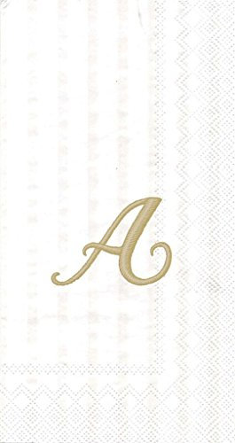 Ideal Home Range Gästehandtuchservietten, 3-lagig, elfenbeinfarbenes Monogramm, 16 Stück, Buchstabe A