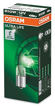 Osram ULTRA LIFE Standlichtlampe R10W, 5008ULT, 12V, 10er Faltschachtel, Silber