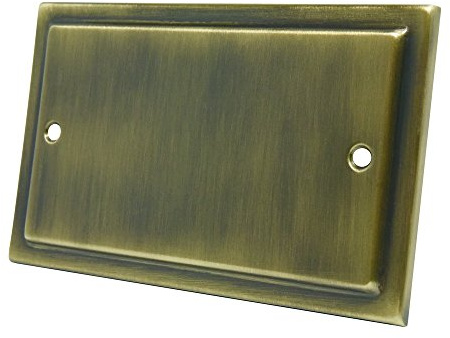 Victorian Antique Brass Double Blank Plate - Electrical Blanking Plate 2-Gang