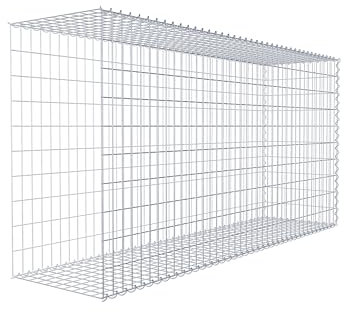 GABIONA Cesta de piedra de gavión rectangular, malla de 5 x 10 cm, profundidad de 50 cm, cesta de cultivo tipo 2, cierre de espiral, galvanizada (200 x 100 x 50 cm)