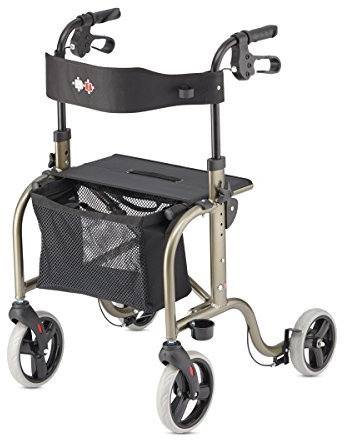 Bischoff & Bischoff RL-Smart Rollator, faltbar – Leichtgewicht-Rollator für drinnen und draußen, Gehwagen mit abnehmbarer Tasche und Stock-Halter, Platin
