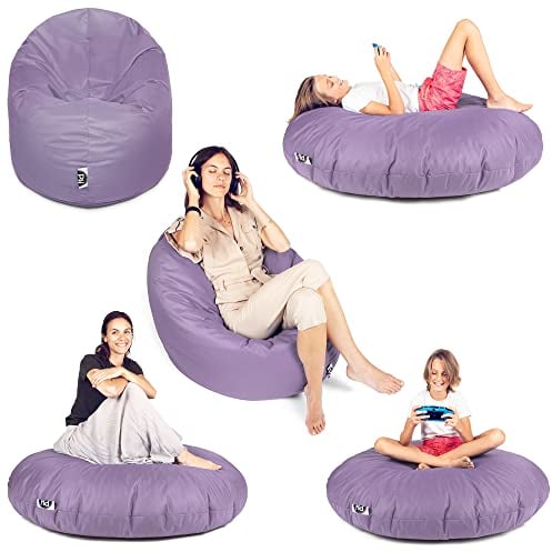 PATCH HOME 2 in 1 Funktion Sitzsack Sessel Bean Bag Sitzsäcke Gaming mit Reißverschluss bereits befüllt - Ø 145cm - Flieder