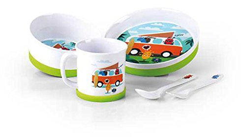 Juego de vajilla infantil de 5 piezas con anillo de silicona