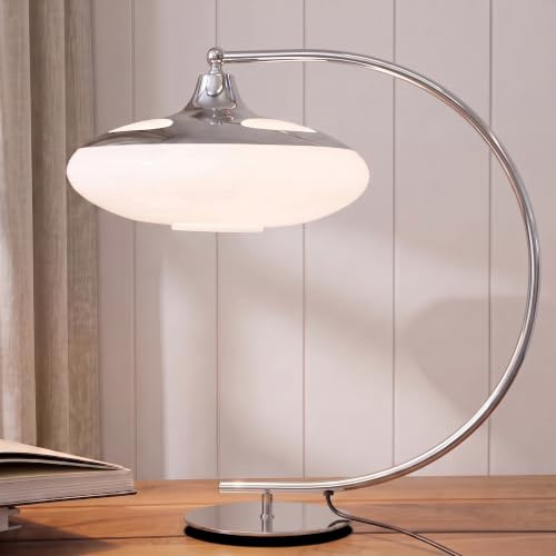 cagü Design Retro Art Deco Tischlampe LATERNA Weiß aus Glas 45cm Höhe