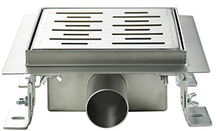 Duschrinne 25x25 cm Quadratisch Bodenablauf Schlitze aus Edelstahl sehr flach – in 4 Größen Q4
