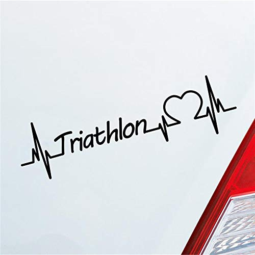 Hellweg Druckerei Triathlon Herzschlag Ausdauersport Mehrkampf Sport Liebe Auto Aufkleber Sticker Heckscheibenaufkleber