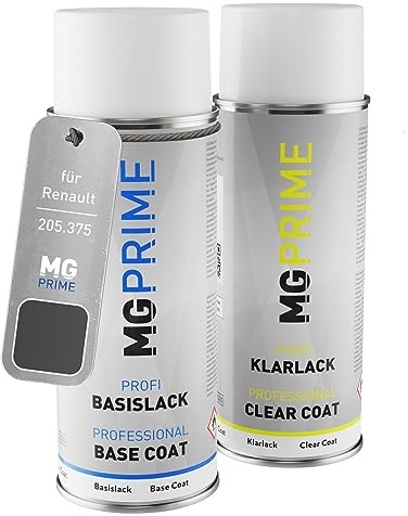 MG PRIME Bombe de peinture pour Renault 205.375 Noir Titane Mat + vernis | Peinture voiture, Kit peinture de base + vernis, bombes aérosols 400ml