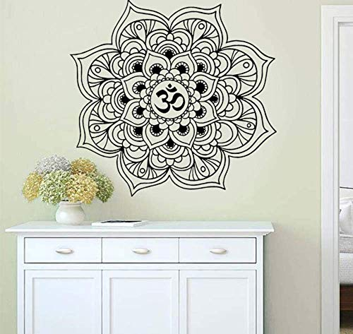 Mandala Wandaufkleber Indische Yoga Dekoration Oom Om Zeichen Vinyl Aufkleber Kunst Schlafzimmer Indische Abnehmbare Wandaufkleber Aufkleber Mandala 57X57 Cm