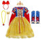 FMYFWY Niñas Vestidos de Blancanieves con Capa Disfraz de Carnaval Princesa Cumpleaños Traje de Halloween Navidad Fiesta de Cosplay Ceremonia Aniversario Bautizo Comunión Boda + Accesorios 6-7