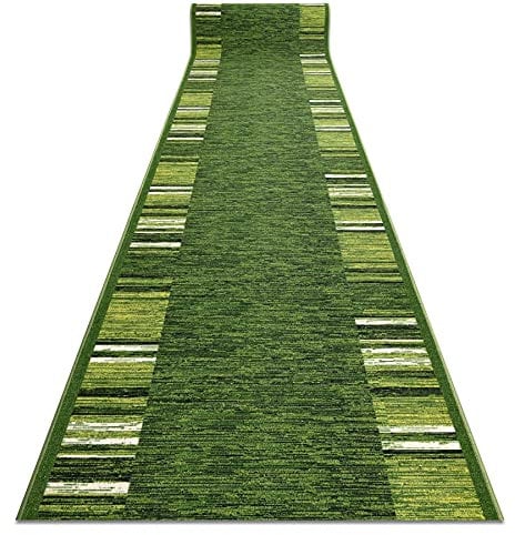 rugsx Antirutsch Teppichläufer Adagio grün - moderner Kurzflor für Küche, Flur & Wohnzimmer, Meterware, 100x400 cm