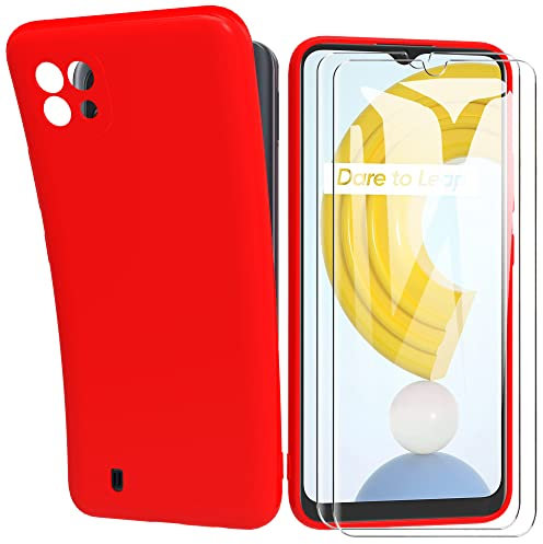 MOONESS Carcasa para Realme C21, silicona Liquid compatible con Realme C21, funda de protección antigolpes, funda para Realme C21, color rojo