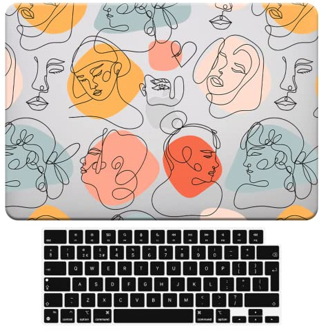 BYCeKe for MacBook Pro 16 inch Case M5 2026 2025-2021 M4 M3 M2 M1 Pro/Max | Woman Faces MacBook Pro 16 Case, Female Portrait Pastel Drawing Hard Cover for Mac Book Pro 16 inch Laptop Case+Keyboard Skin