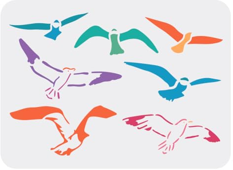 FINGERINSPIRE Möwe-Schablonen zum Malen 29,7 x 21 cm Schablone für Fliegende Vögel wiederverwendbar Falken-Schablone DIY-Handwerk Vogel-Zeichnungsschablone zum Malen auf Holz Papier Stoff Bodenwand…