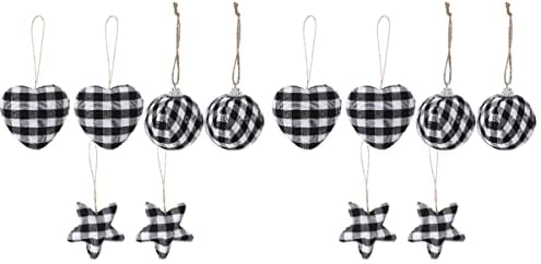 EXCEART 12 STK Weihnachtsdekorationskugel Büffel Karierter Stoffball Dekorative Weihnachtskugel Karierte Bälle Weihnachtskugel-Ornamente Karierter Ball Pentagramm Spielereien Weiß Schaum