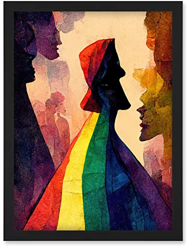 Doppelganger33 LTD The Others Abstract LGBTQ Rainbow Figures Artwork Framed Wall Art Print A4