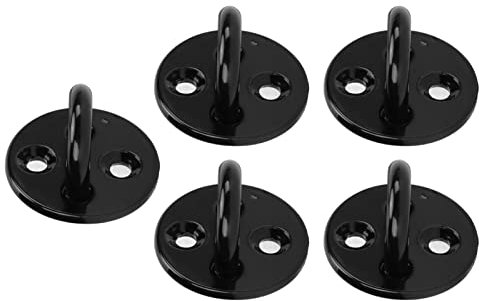 5-teilige Ösenplatte, Verdickter Wandanker, Schwarzer Edelstahl, Verstärkte Tragfähigkeit, Strapazierfähiges Pad, Augenplatte, Ösenhaken (6 mm)