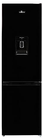 Willow WFFD250CDX 250L Freestanding 70/30 Fridge Freezer with Water Dispenser, Adjustable Thermostat, 4* Freezer Rating, Mark-Proof Finish, Total No Frost, 2 Year Warranty – Dark Inox