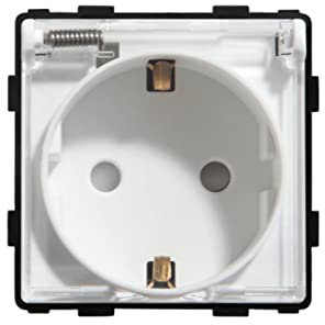 Luxus-Time Touch Lichtschalter Wandschalter LUX SERIE Glas Sensor Schalter Wechselschalter Schuko Steckdosen USB Cat Weiß Schwarz Gold (Modul: Steckdose mit Deckel, Weiß)