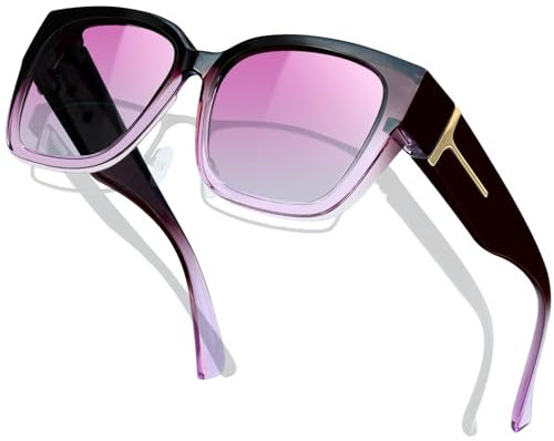 KANASTAL Fuchsia Over Glasses Sunglasses Womens Clear Purple Spectacles Snapshades Retro Classic FitOver Men Polarised Fashion Driving UV400 - Purple Tinted Lens
