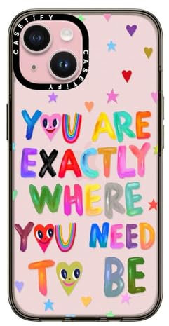 CASETiFY Compact Case for iPhone 15 [2X Military Grade Drop Tested / 4ft Drop Protection] - You are exactly where you need to be - Clear Black