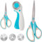 MANUFORE Set de Ciseaux de Couture et Cutter Rolatif，Ciseaux à Tissu Polyvalents 26cm+14cm et Cutter Rotatif 45mm avec Trois Lames Rondes de Rechange pour Tissu, Papier, Cuir,Toile, Scrapbooking