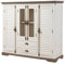 Massivmoebel24.de | Toulouse Highboard aus Massivholz #115 | aus Mangoholz - weiß, lackiert | 160x45x142 cm | 8 Fächern + 2 Schubladen | Wohnzimmerschrank, Hochkommode | Landhausstil