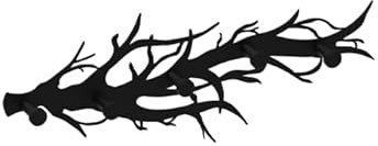 gamet® WS39 Appendiabiti in metallo da parete, appendiabiti in acciaio, modello ramo dell'albero naturalistico, appendiabiti a 5 ganci, colore nero, 35 x 13 cm, 1 pezzo