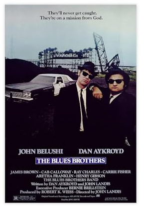DESHVA Blues Brothers – Filmposter auf Leinwand, Poster, Wandkunst, Dekor, Bild, Gemälde für Wohnzimmer, Schlafzimmer, Dekoration, ungerahmt, 30 x 45 cm