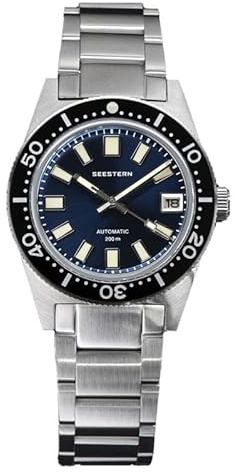 Seestern S404 Automatik Stahl Blau Datumsanzeige Taucher Uhr Herren