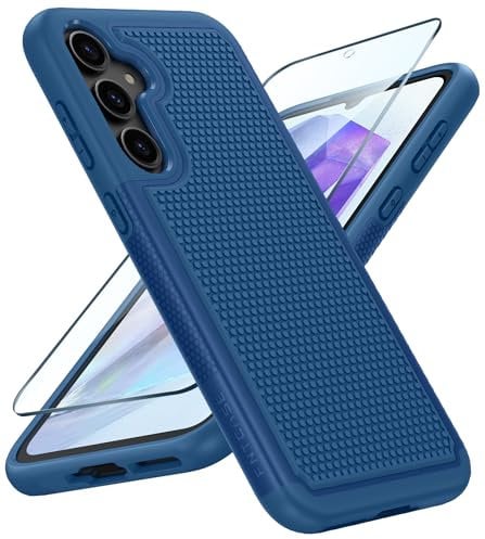 FNTCASE for Samsung A55 5G Phone Case: Dual Layer Shockproof Drop Protection Galaxy - 360 Military Grade Protective Mobile Cover Rugged Matte Heavy Duty Slim TPU Aesthetic Blue