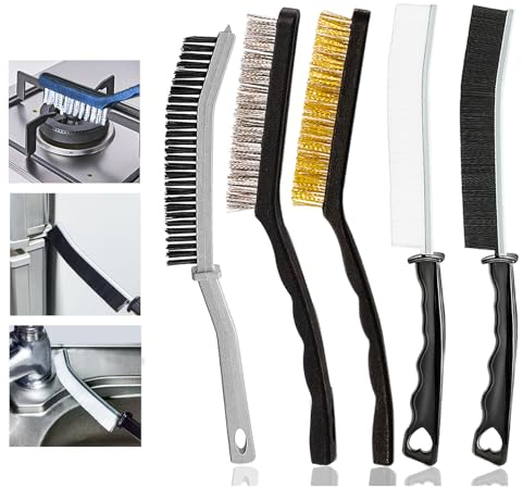 5 cepillos multifuncionales para Limpiar Grietas. Limpian en Profundidad Ventanas, cocinas, baños, inodoros y lavabos