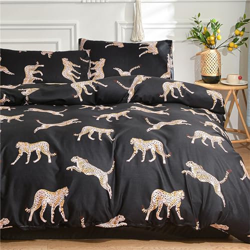 Odot Bettbezug 150x200cm 180x220cm 200x230cm, Mikrofaser Bettbezüge mit Reißverschluss Superweich Bettwäsche für Einzelbett Doppelbett Erwachsene Teenager Kinder (203x229cm,Leopard Muster A)
