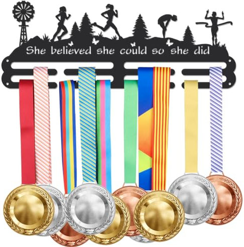SUPERDANT Espositore per Medaglie da Corsa per Donne Porta Medaglie da Corsa Campestre Espositore Porta Medaglie Sportive Barre Montate A Parete in Ferro Premi Display Decorazione per Camera da Letto