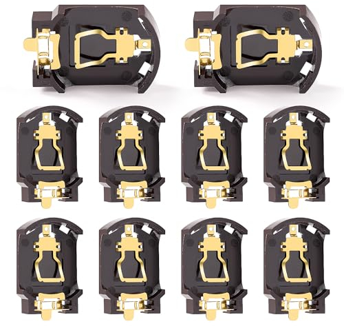 KUOQIY 10 PCS SMD CR2032 Battery Holder, Horizontal Coin Button Battery Holder, 3V Battery Holder Button Coin Cell Case, for SMT SMD CR2025 CR2016 Button Battery