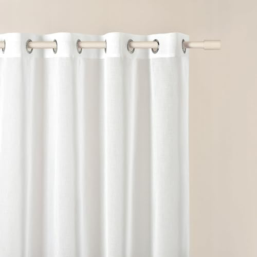 ROOM99 Novelia - Tenda con occhielli, 140 x 230 cm, larghezza x altezza per soggiorno, colore: Bianco liscio, 1 pezzo