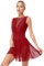 iEFiEL Damen Glitzer Eiskunstlauf Kleid Rückenfrei Tanzkleid Tanzanzug Ärmellose Trikotanzug Gymnastikanzug Tanzbody Burgundy M
