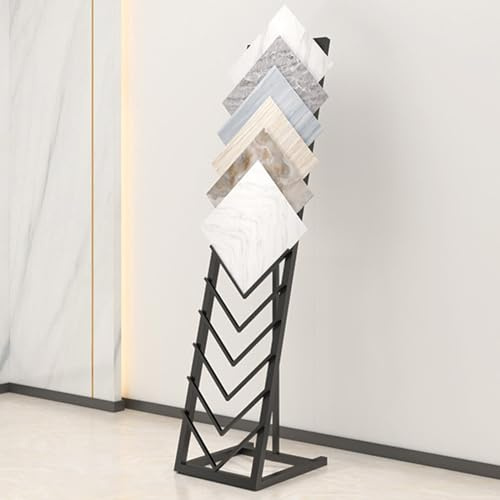 Metal ceramic tile display rack,Floor-Standing Large Wooden Floor Sample Holder Sample Door Stand For Placing Various Building Material Samples, building material sample display rack(Color:Black)