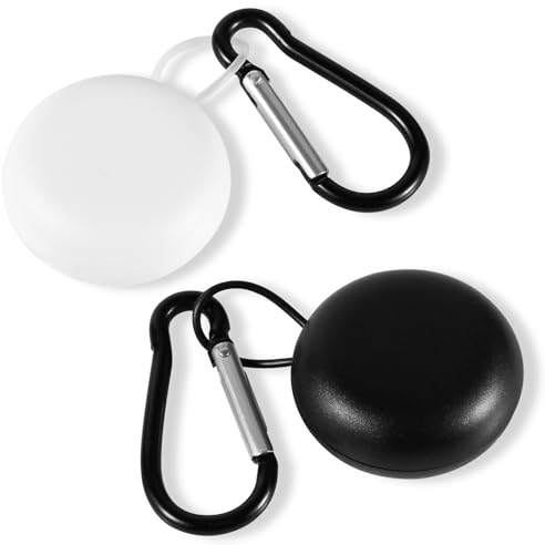 NQEUEPN 2pcs Ear Plug Carrying Case, Potable Round Earplug Small Storage Loop Earphone Box Headhone Pouch with Carabiner Mini Earbud Organizer Holder for Travel Business Trip (Black, White)