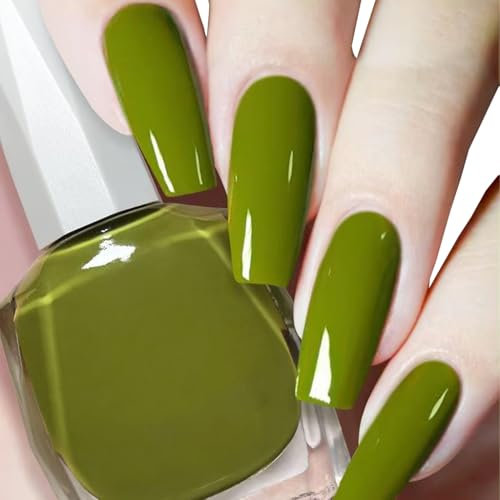 Green Nail Polish, green nail polish Avocado Nail Varnish, Holographic Quick Dry Polish No UV Lamp Curing, Long Lasting, Chip Resistant, Non-Toxic, Quick Drying, At Home & Salon Manicure (38#Avocado)