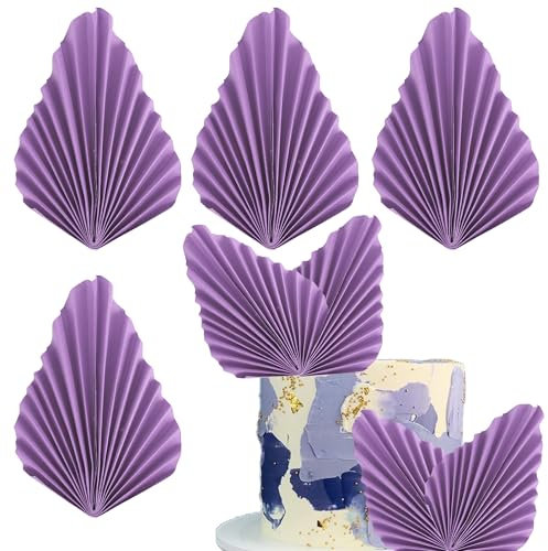 Xsstarmi 4 Pack Paper Palm Fan Cake Topper Purple Palm Spear Leaves Fan Cake Pick Decoration for DIY Craft Project Home Made Wedding Bridal Shower Birthday Anniversary Party Cake Decorations