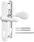 Bwintech 1 Pcs Poignée de Porte en Aluminium Blanc pour Porte en PVC, Levier/Pad Inline 92mm, 211mm Distance de Trou de Vis, 243mm Longueur de Plaque Poignée de Porte Avant pour Porte en PVC