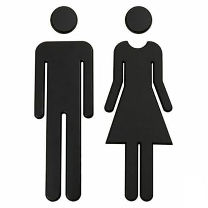 2 Pezzi WC Segno Targa Toilette Bagno Cartello in Alluminio per uso esterno Porta Targhetta Cartello Toilette Adesivi Segnaletica Simbolo Uomo e Donna Targhette Bagno (Nero (20 cm))