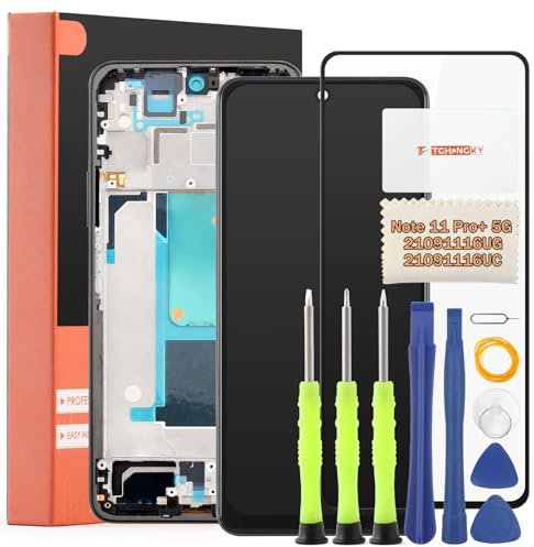 TGHongKy Pantalla Táctil LCD para Xiaomi Redmi Note 11 Pro Plus 5G Pantalla Reemplazo para Note 11 Pro+ 5G Pantalla Táctil Digitalizador Asamblea con Herramientas de Reparación - [Negro con Marco]
