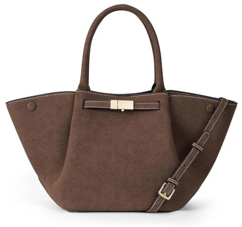 Gaxcent Wildleder Handtasche Damen Shopper Tasche Shoulder Bag Uni Bag Hobo Tasche Gross Schultertasche Slouchy Bag Beuteltasche Damen-Shopper,3,L