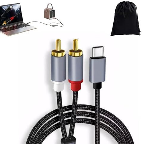 AOUZOVLI Usb C Auf Chinch Audio Type C auf 2RCA Stereo USB C Auf Cinch Audio Kabel Kompatibel für Telefon Laptop Tablet Heimkino DVD Verstärker Lautsprecher Autoradio, Mit Aufbewahrungstasche